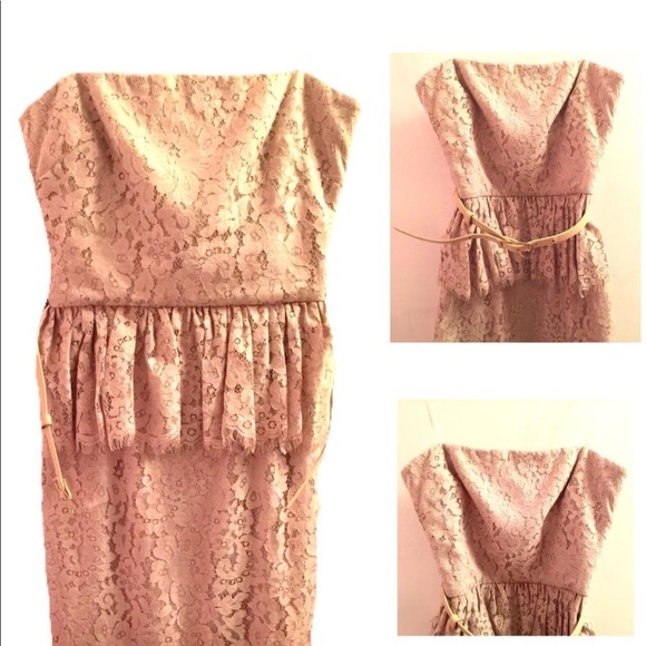 ROBERT RODRIGUEZ LACE PEPLUM DRESS CHAMPAGNE SZ 0 - Picture 4 of 8
